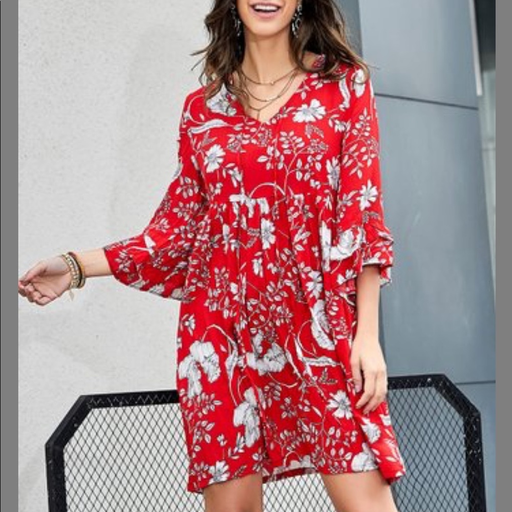 Floral Dress (red and white)